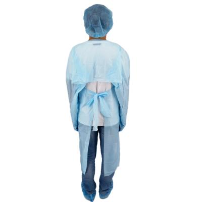 China CPE Plastic Impermeable Gown Plastic Apron Disposable Level 2 Isolation Gown for sale