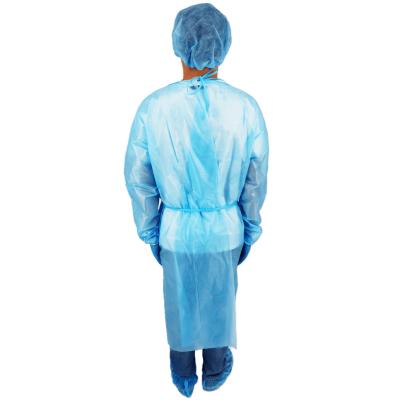 China SBPP pp elastic pe isolation and nonwoven knitted cuffs dress hospital disposable medical isolation gown for sale