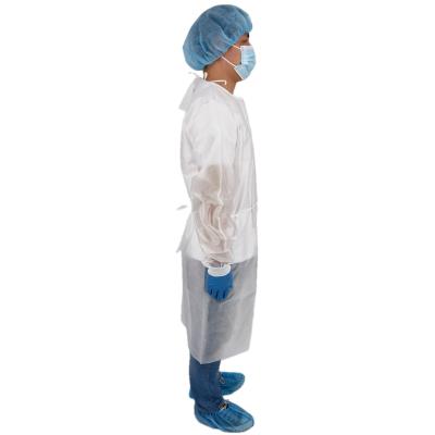 China PP+PE hospital isolation gown pp elastic pe gown and cuffs disposable medical surgical nonwoven knitted isolation for sale