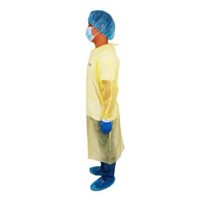 China SBPP elastic and nonwoven knitted cuffs isolation gown disposable medical surgical gown pp hospital isolation pe for sale