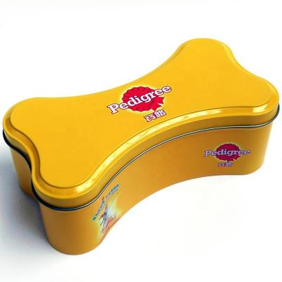 China Recyclable Bone shaped tin box pet food\toy\decoration metal tin storage container for sale