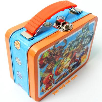 China Recyclable Tote lunch tin box,toy cosmetics smack candy chocolate puzzle storage metal tin lunch box briefcase suitcase for sale