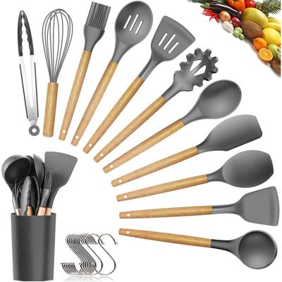 China Sustainable Health 12Pcs Kitchenware Tools Heat Resistant Durable Silicone Cookware Set for sale