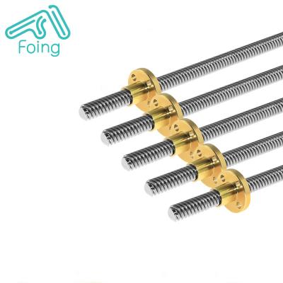 China Shops Printing Shops Printing Spindle 2mm/4mm/8mm Diameter 8mm Worm T8 Trapezoidal Shaft Screw With Brass Copper Nuts for sale