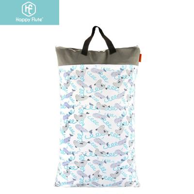 China Happy flute Reusable Hanging Wet Dry Cloth Diaper Bag Waterproof Kids Baby Cloth Diaper Wet Bags Organizer for sale