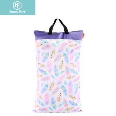 China Happy flute Waterproof Reusable Wet Bag Diaper Baby Cloth Diaper Wet Dry Bags with 2 Zippered Pockets Travel Beach Pool Bag for sale