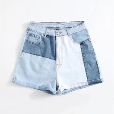 China Wholesale Women Summer Fashion Colorblock QUICK DRY Custom Cut and Sew Straight Denim Jean Leg Shorts for sale