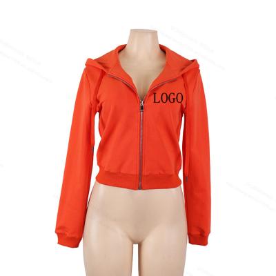 China High Quality Custom Made QUICK DRY Women Cotton Zip Up Logo Cropped Hoodies for sale