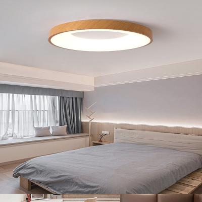 China High Brightness Remote control creative ceiling lamp wooden lamp ceiling round led ceiling light for sale