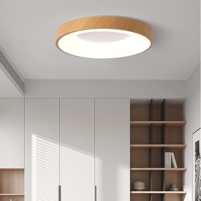 China High Brightness Modern decoration remote control surface mounted ceiling lamp round light ceiling wood light for sale