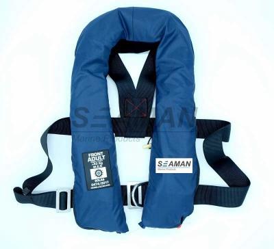 Chine Cylindre gonflable de la chambre à air de double de gilet de sauvetage de bleu marine de SOLAS 275N 60G avec le clip D de harnais à vendre