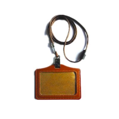 China PVC and Hot Sale Good Quality PU Leather ID Badge Card Holder with Korea High Quality Lanyard for sale