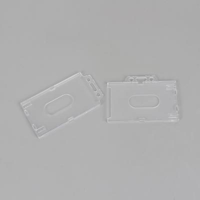 China Plastic Hard Plastic ID Badge Card Holder Transparent Horizontal Clear Cover for sale