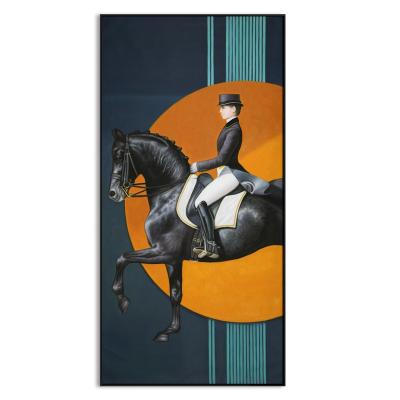 China 2022 Hot Selling Hand Painted Modern Customizable Framed Painting Woman Figure Oil Painting On Horseback for sale