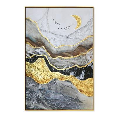 China Sale Abstract Oil Painting Home Decoration Abstract Wall Painting Can Be Customized Line Gold Foil Oil Painting for sale