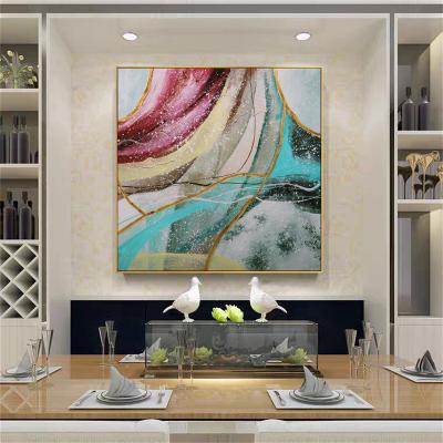 China Pure Hand Painted Abstract Oil Painting Home Decoration Abstract Wall Painting Can Be Customized Line Gold Foil Oil Painting for sale