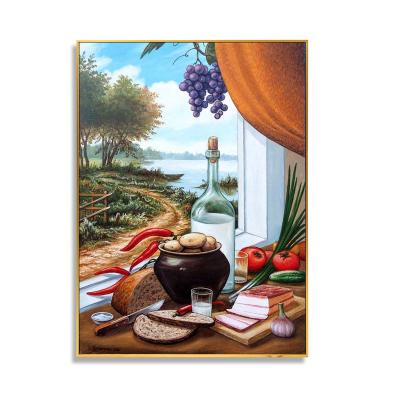 China Modern pure hand-painted still life painting European style wall art interior decoration painting with frame for sale