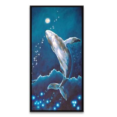 China 100% Hand Painted Animal Oil Painting Whale Pictures Home Decor Handmade Custom Painting Picture With Frame for sale