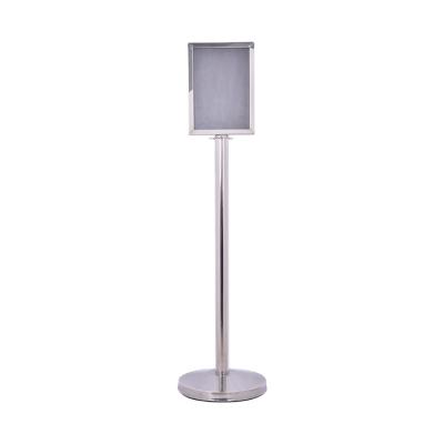 China High Quality 201 Stainless Steel Retractable A4 Sign Barrier Pole Rack Stand Display Holder for sale