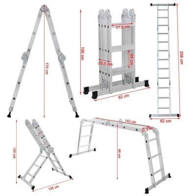 China ML-103A TUV/GS 4*3 Industrial Aluminum Durable 3.56m Steps Universal Ladder for sale