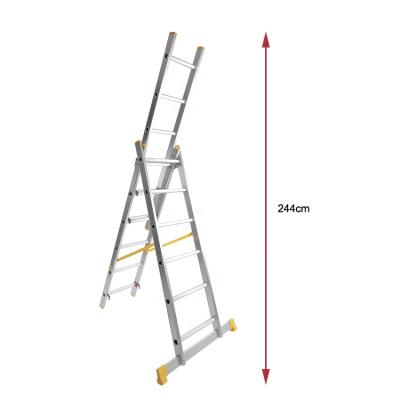 China New Design Folding Ladders Safety Folding Extension 3-Section Aluminum Extrusion Loft Ladders Aluminum Ladder for sale