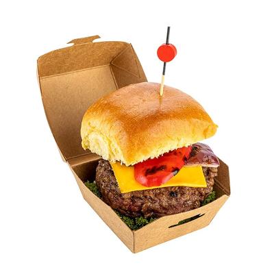 China Factory Wholesale Biodegradable Hamburger Packaging Customized Size Designs Printing Services Hamburger Box Hamburger Paper Cartons for sale