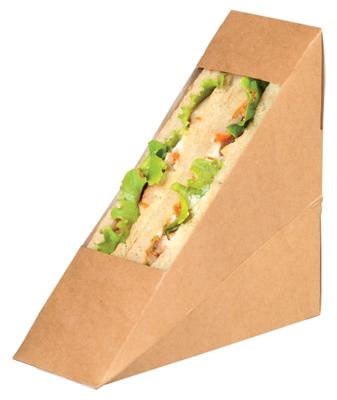 China Factory Wholesale Disposable Food Grade Kraft Paper Sandwich Packaging Biodegradable Sandwich Wedge Box for sale