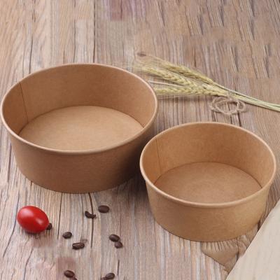 China Disposable OEM Service Customized Factory Wholesale Disposable Food Bowl Soup Container Brown Kraft Paper Takeout Bowl With Lids for sale