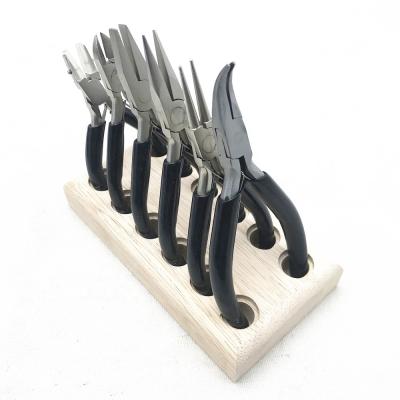 China Jewelry steel pliers set with wooden base for sale