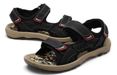 China Comfortable Mens Black Leather Sandals , Mens Sport Sandals EUR 39-46 Size for sale