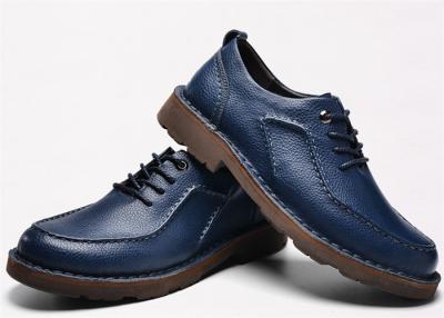 China Latest Hand Sewing Blue Comfortable Casual Shoes Moc Toe Four Seasons Available for sale