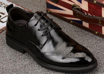 China Popular Mens Black Leather Formal Shoes , Wingtips Toe Mens Smart Dress Shoes for sale