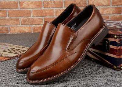 China Almond Shaped  Moccasin Toe Classic Dress Shoes Calfskin Leather With Elastic Band for sale