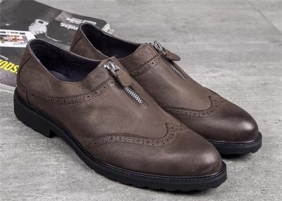 China Elegante klassische Abendschuh-dunkelbraune Flügelspitze Brogues mit Reißverschluss zu verkaufen