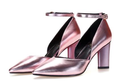 China Pointed Toe Metallic Leather Pumps , Ankle Strap D Orsay Pump Rubber Outsole for sale