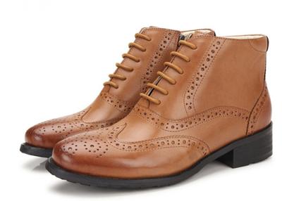 Chine Bottines bas talon, Brown/noir de robe de type femmes d'Oxford au-dessus des butins de cheville à vendre