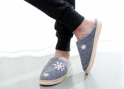 China Warm Cotton Upper Winter House Slippers , Womens Bedroom Slippers With Velvet Liner for sale