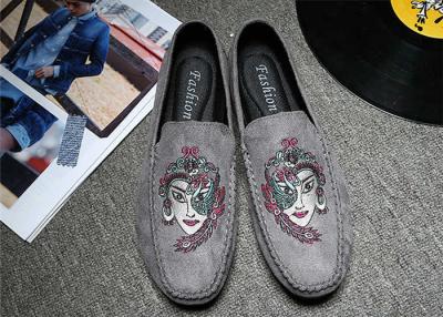 China Embroidered Loafers Leisure Comfort Driving Custom Logo Gray Black Crushed for sale