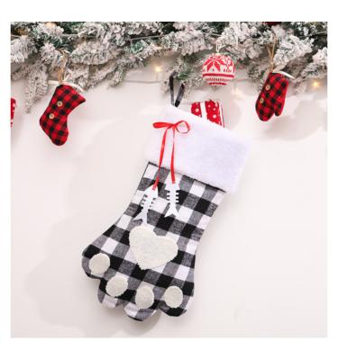 China Short Plush; Coating of the non-woven fabric; Custom Felt Cloth Gift Candy Bag Christmas Stocking Christmas Tree Decoration Plaid Christmas Stockings for sale