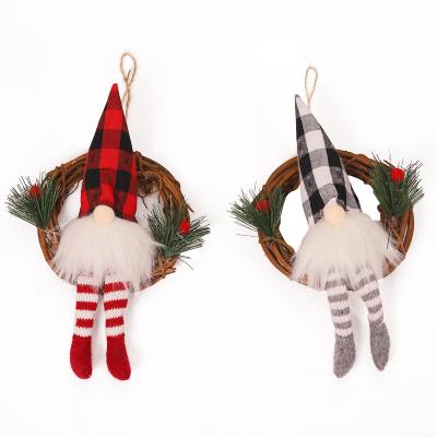 China Cloth ; artificial wool; Custom Plush Forest Man Doll Ring Pendant LED Christmas Decoration Supplies with Lights for sale