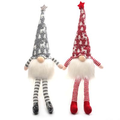 China Knitted; Non-woven fabric; cotton; Artificial wool; Hanging Christmas Tree Santa Claus Knitted Decorations Led Toys Hat Gnome Ornaments With Light for sale