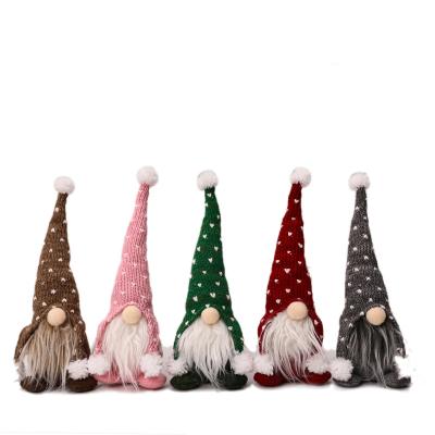 China FabricArtificial knitted wool; Wholesale New CottonCraftSand Christmas Tree Decorations Ornaments Gnome Sitting Faceless Doll With Knitted Hat for sale