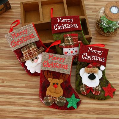 China Pilou; Rustic Fleece Decorations Pet Christmas Candy Packaging Santa Cookie Bag Kids Christmas Stockings for sale