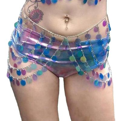 China New romantic nightclub sequin body chain exaggerated skirt waist chain summer beach bikini casual handmade pungent waist chain for sale