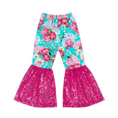 China Latest Design Breathable Digital Printing Pants For Kids Girls Bell Bottoms Pants Kids Clothes Girl Flare Pants for sale