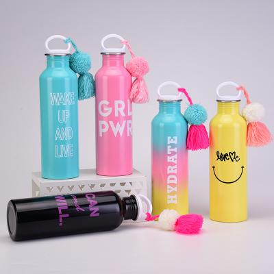 China New Design Tassel Hair Ball Large Capacity 27oz 800ml Creative 304 Stainless Steel Outdoor Sports PORTABLE Single Layer Water Bottle for sale