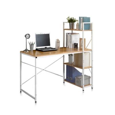 China Regular Cheap Modern Office Furniture Home Office Computer Desk With 4 Tier Shelf for sale