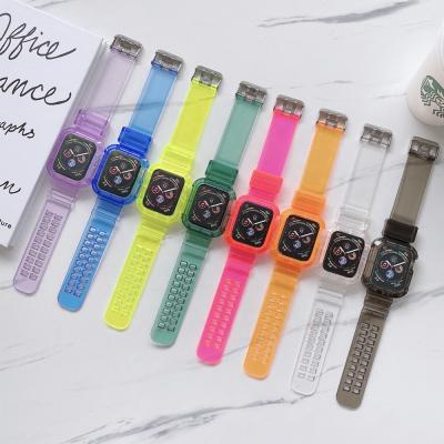 China Fanshion Crystal Clear Watch Band for Apple iWatch with Bumper Cover 38mm 40mm 42mm 44mm Watch Strap for sale