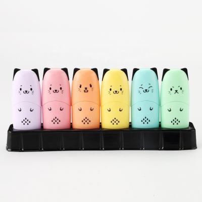 China office & Cute Cat Shape Multi Color Mini School Markers Stationery Highlighter Bar Marker Set For Students for sale