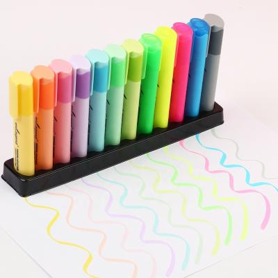 China office & School Markers 12 Colors Set Oval Shape Stationery Highlighter Bar Marker Set for sale